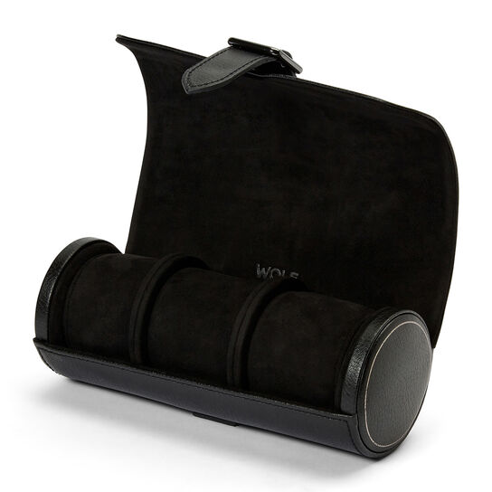 WOLF British Racing Black 3 Piece Watch Roll Open image number 1